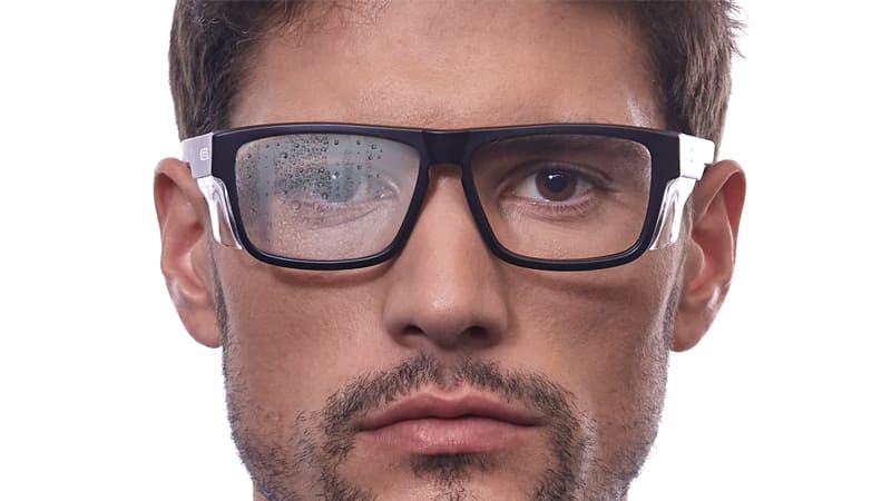 Man with fogged glasses