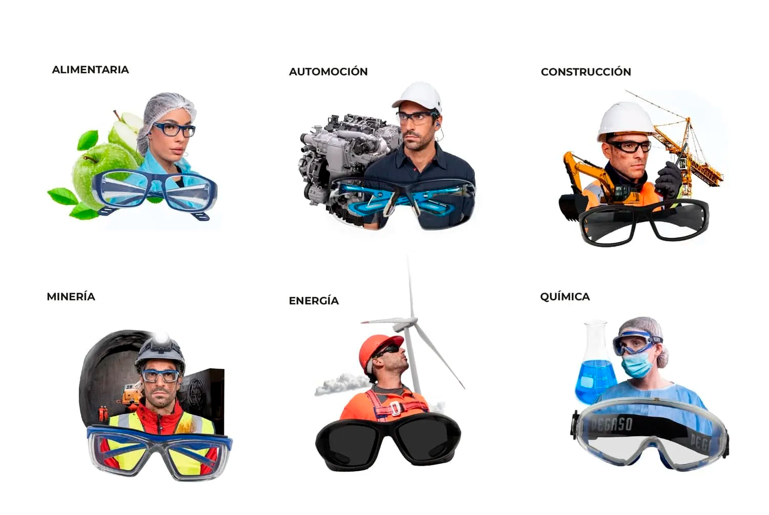 Lentes recomendadas para cada industria. Pegaso Safety